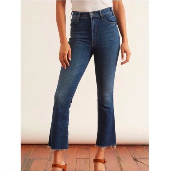 MOTHER Denim - Mother Denim The Hustler Ankle Fray Blue Jean Dark Wash High Rise Home Movies 28